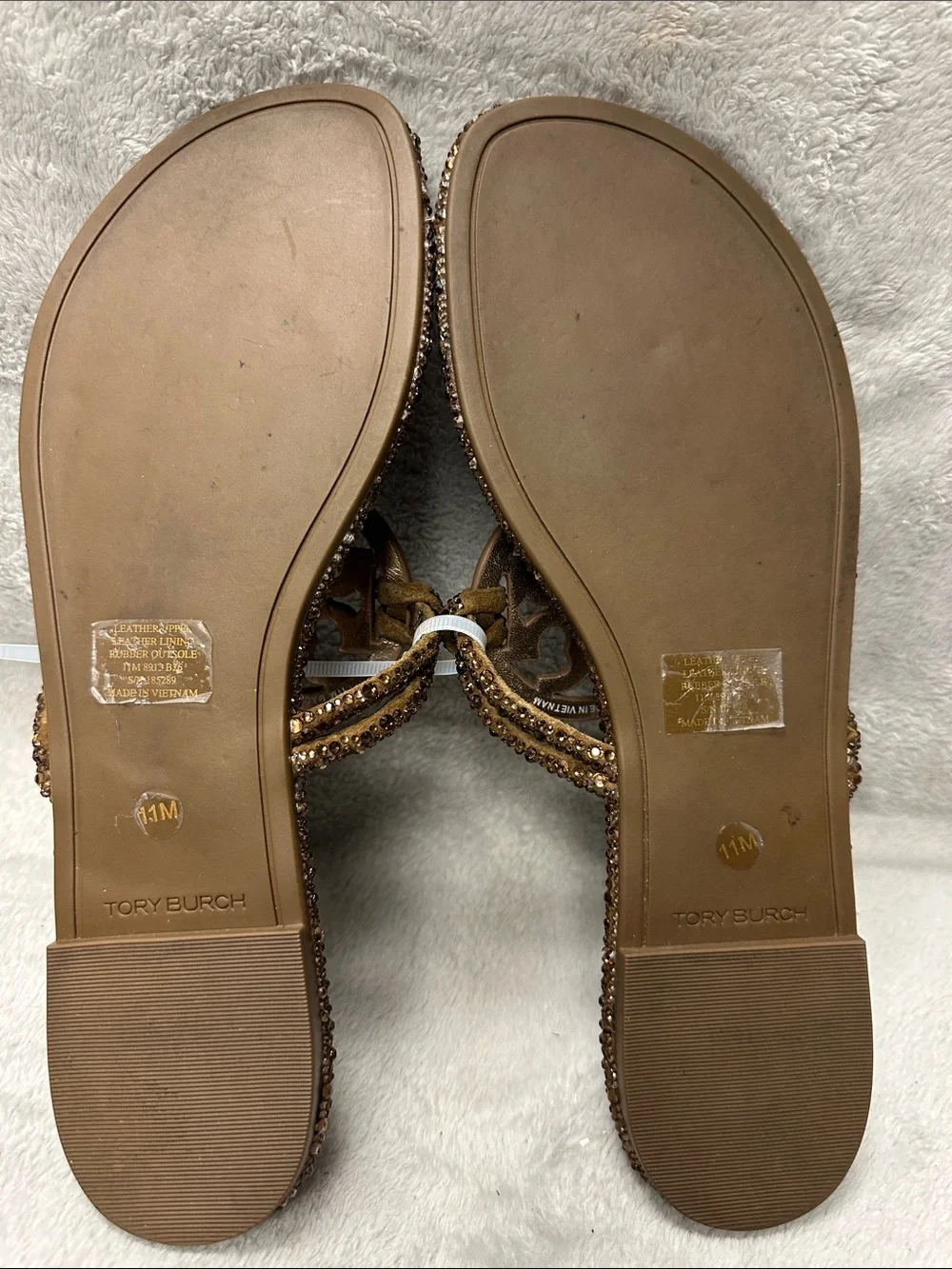 Tory Burch Miller Knotted Crystal Flip Flops Sandals Size 11